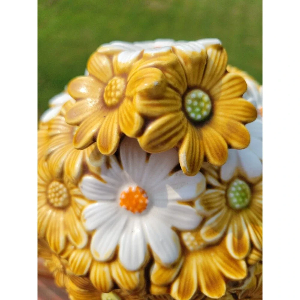 Vintage Fred Roberts Daisy Canister Coffee Cookie Jar Japan 1970s Flower Ceramic